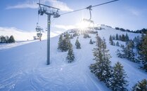 Sessellift in einer Winterlandschaft mit Tannenbäumen | © Bergbahnen Flumserberg AG