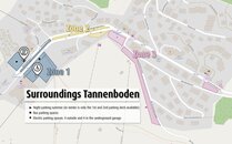 Karte mit eingezeichneten Zonen 1,2,3 in der Umgebung Tannenboden | © Bergbahnen Flumserberg AG