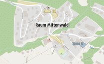 Detailkarte des Raum Mittenwald, die Zonen 9 und 10 sowie umliegende Strassen und Bereiche sind markiert | © Bergbahnen Flumserberg AG