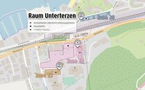 Detailkarte des Raum Unterterzen, die Zonen 20, 22, 23, 24 und umliegende Strassen und Gebäude sind markiert. | © Bergbahnen Flumserberg AG