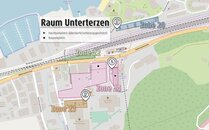 Detailkarte des Raum Unterterzen, die Zonen 20, 22, 23, 24 und umliegende Strassen und Gebäude sind markiert. | © Bergbahnen Flumserberg AG
